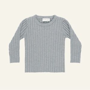 Rylee + Cru Light Gray Ribbed Kids Sweater